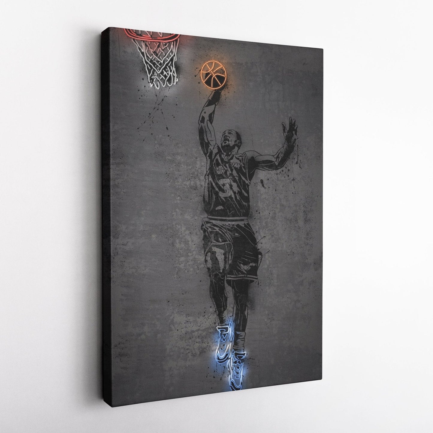 Karl Malone Neon Canvas Art | Modern Wall Decor for Jazz Fans