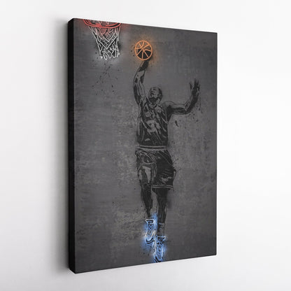 Karl Malone Neon Canvas Art | Modern Wall Decor for Jazz Fans