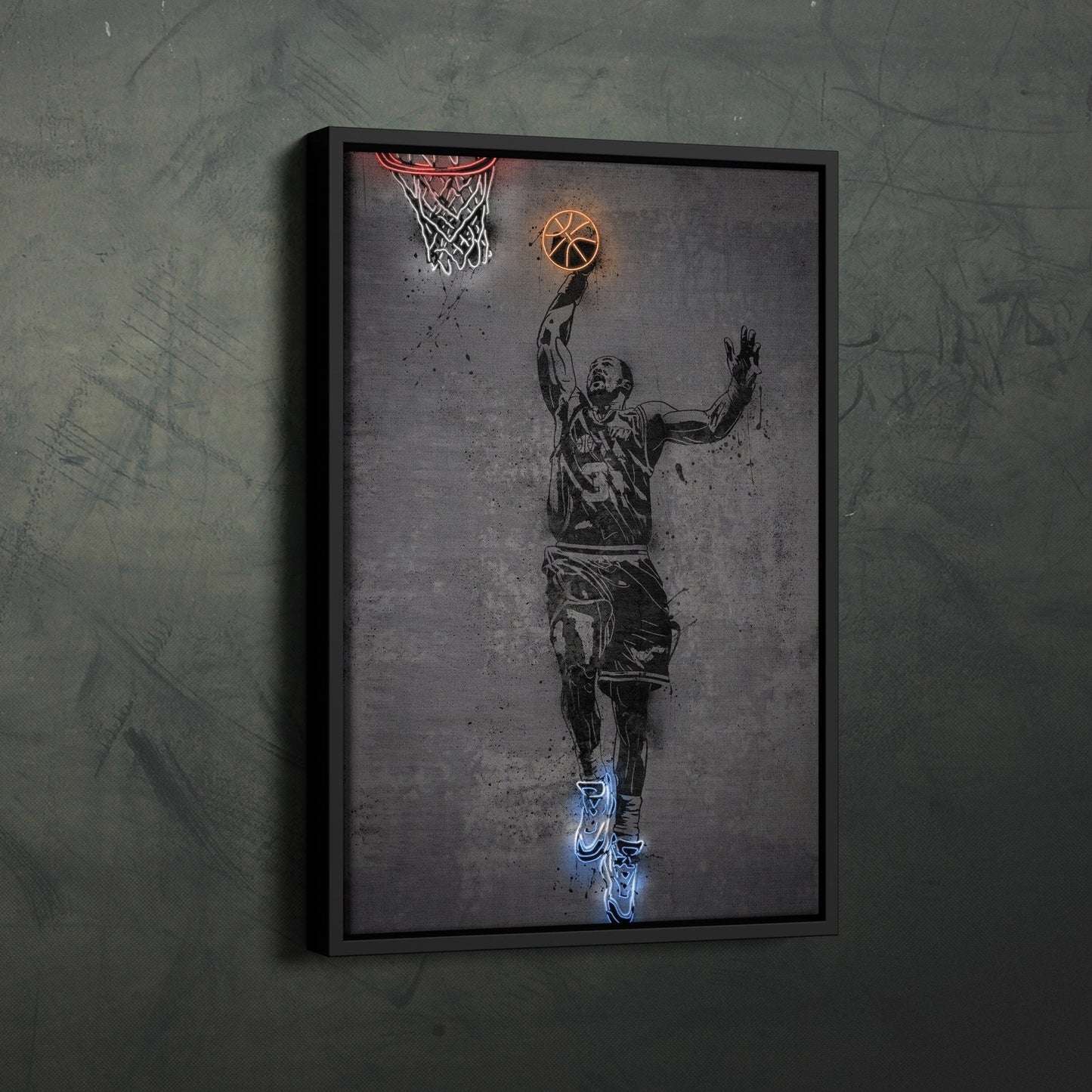 Karl Malone Neon Canvas Art | Modern Wall Decor for Jazz Fans