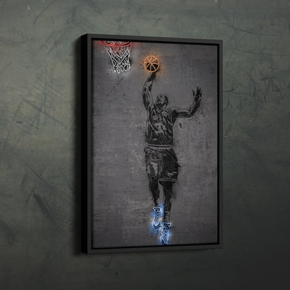 Karl Malone Neon Canvas Art | Modern Wall Decor for Jazz Fans