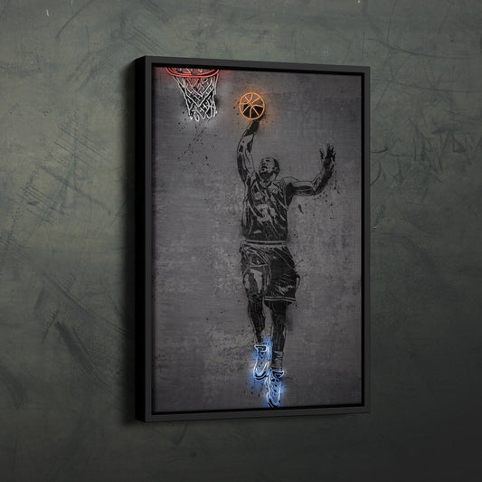 Karl Malone Neon Canvas Art | Modern Wall Decor for Jazz Fans