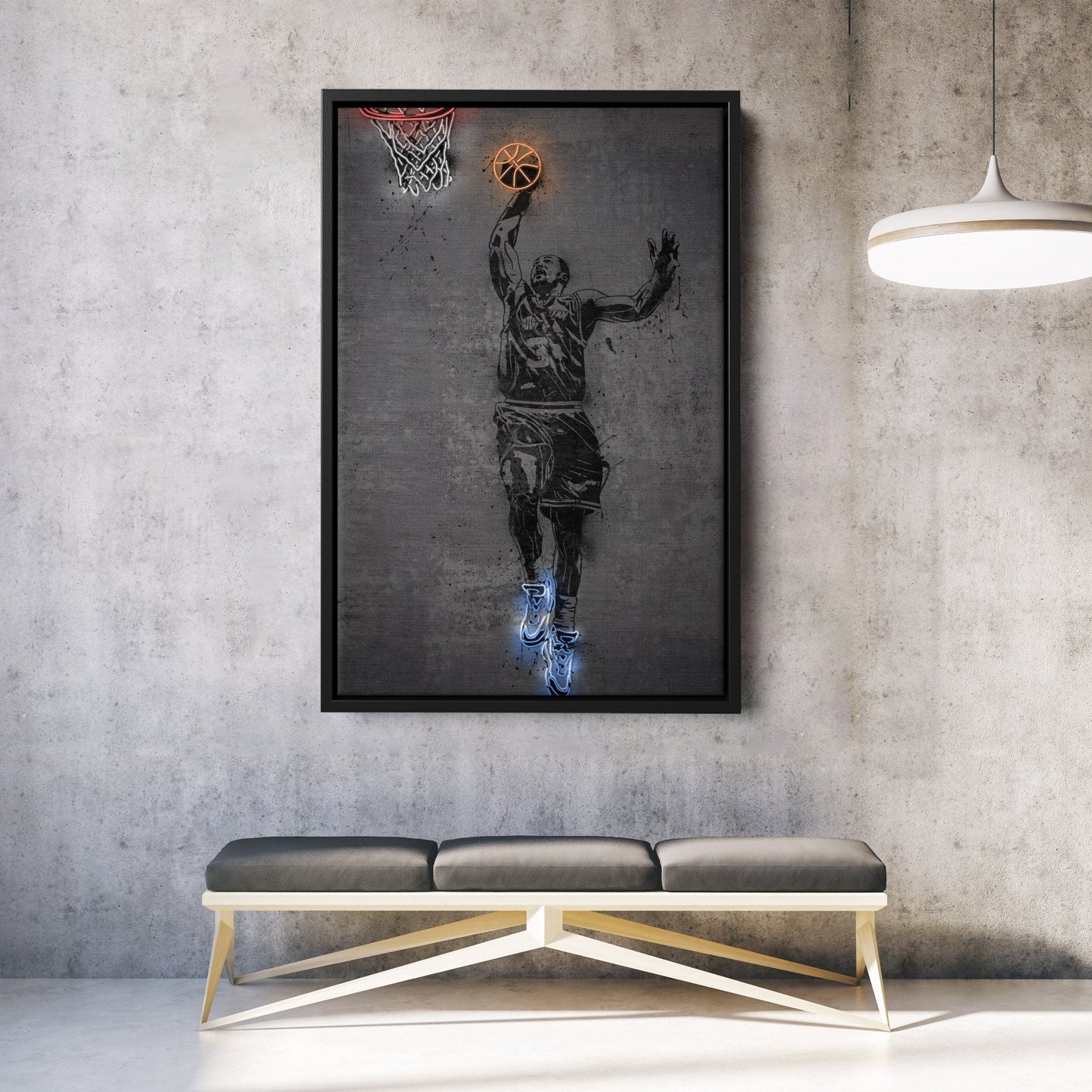 Karl Malone Neon Canvas Art | Modern Wall Decor for Jazz Fans