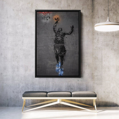 Karl Malone Neon Canvas Art | Modern Wall Decor for Jazz Fans