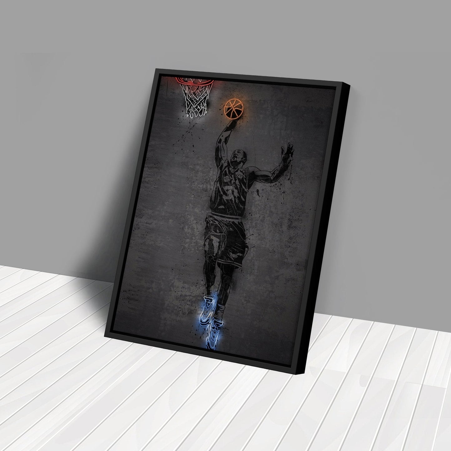 Karl Malone Neon Canvas Art | Modern Wall Decor for Jazz Fans