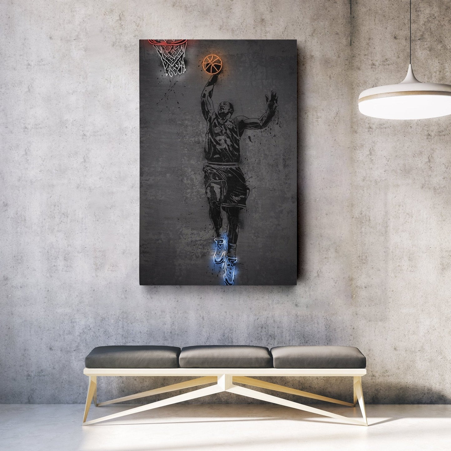 Karl Malone Neon Canvas Art | Modern Wall Decor for Jazz Fans