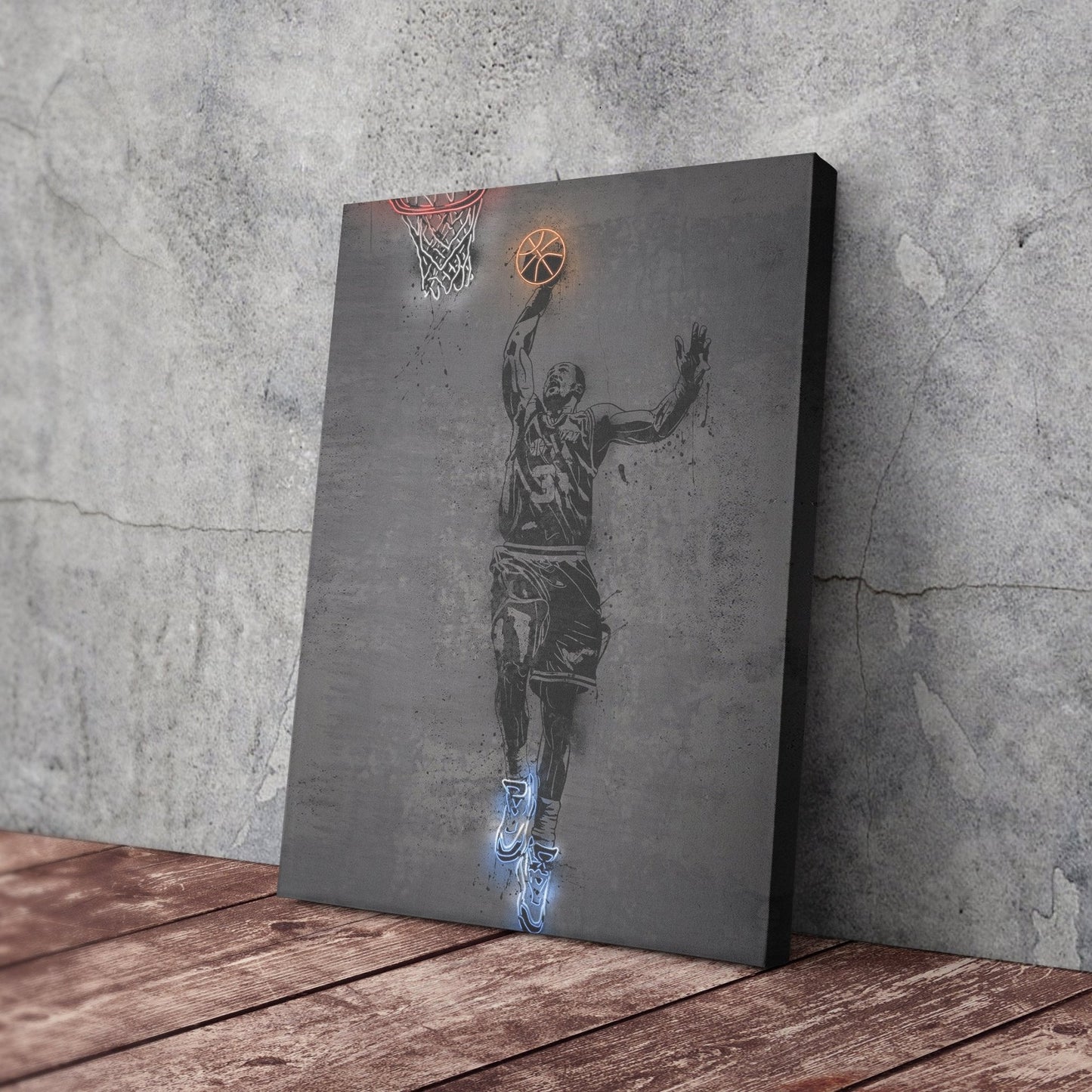 Karl Malone Neon Canvas Art | Modern Wall Decor for Jazz Fans