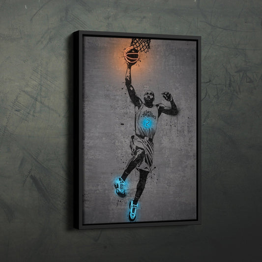 Kawhi Leonard Neon Canvas Art | Modern Wall Decor for Clippers Fans