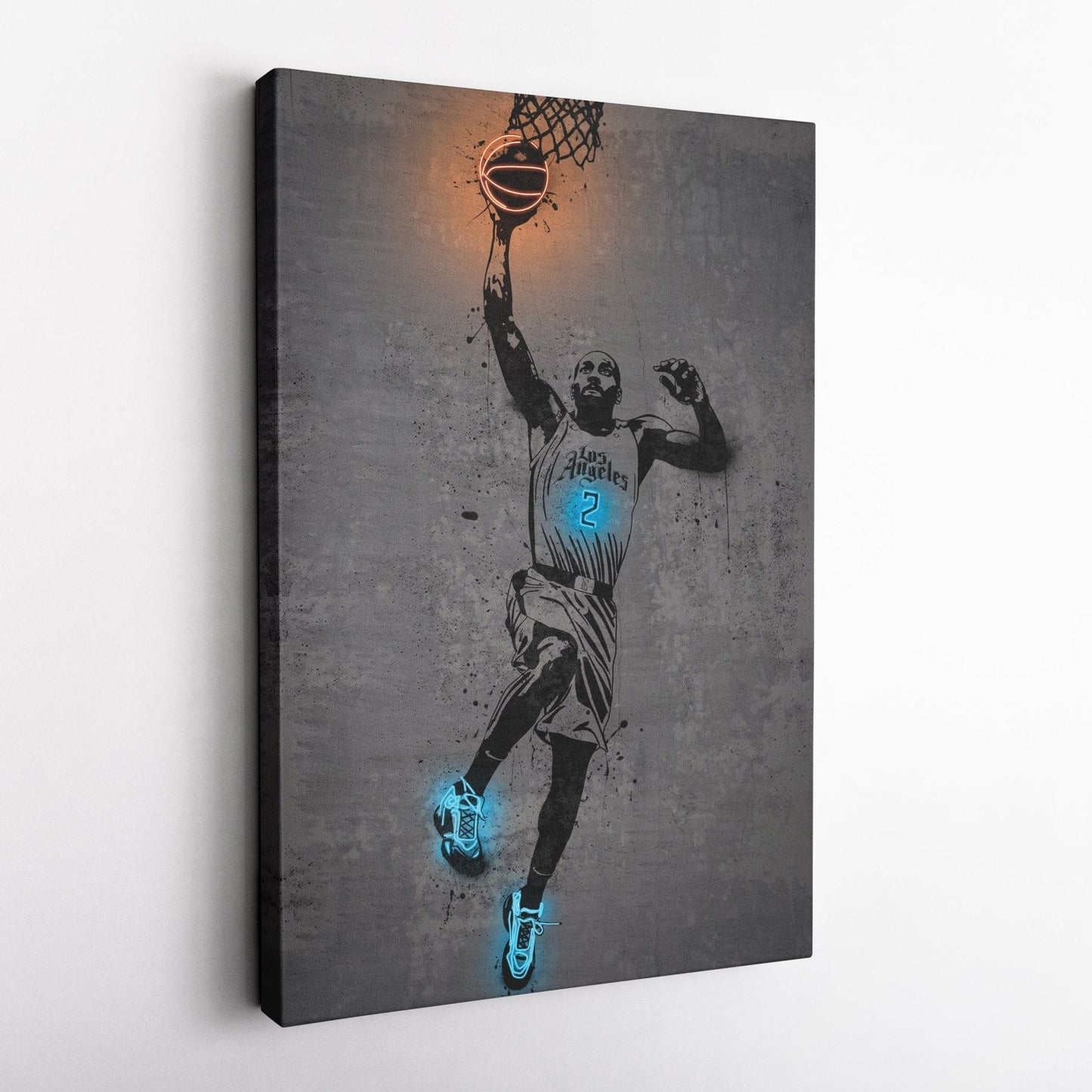 Kawhi Leonard Neon Canvas Art | Modern Wall Decor for Clippers Fans