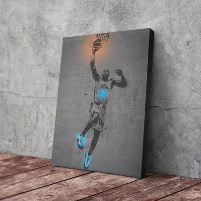 Kawhi Leonard Neon Canvas Art | Modern Wall Decor for Clippers Fans