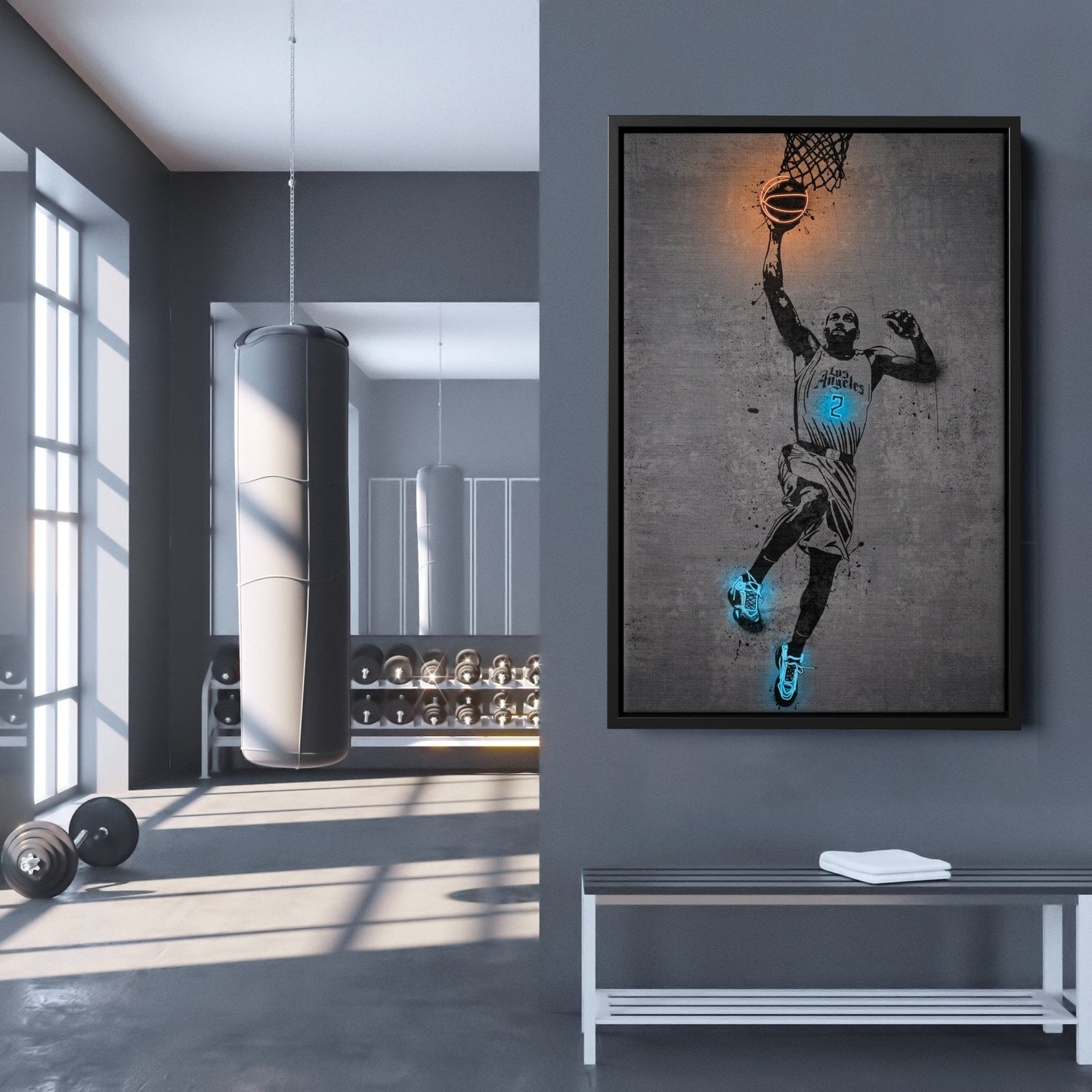 Kawhi Leonard Neon Canvas Art | Modern Wall Decor for Clippers Fans