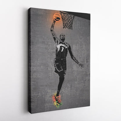 Kevin Durant Neon Canvas Art | Modern Wall Decor for Nets Fans