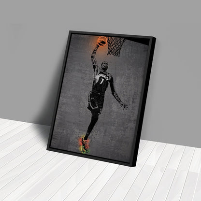 Kevin Durant Neon Canvas Art | Modern Wall Decor for Nets Fans