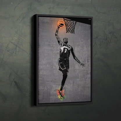 Kevin Durant Neon Canvas Art | Modern Wall Decor for Nets Fans