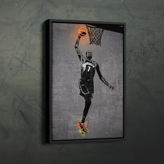 Kevin Durant Neon Canvas Art | Modern Wall Decor for Nets Fans