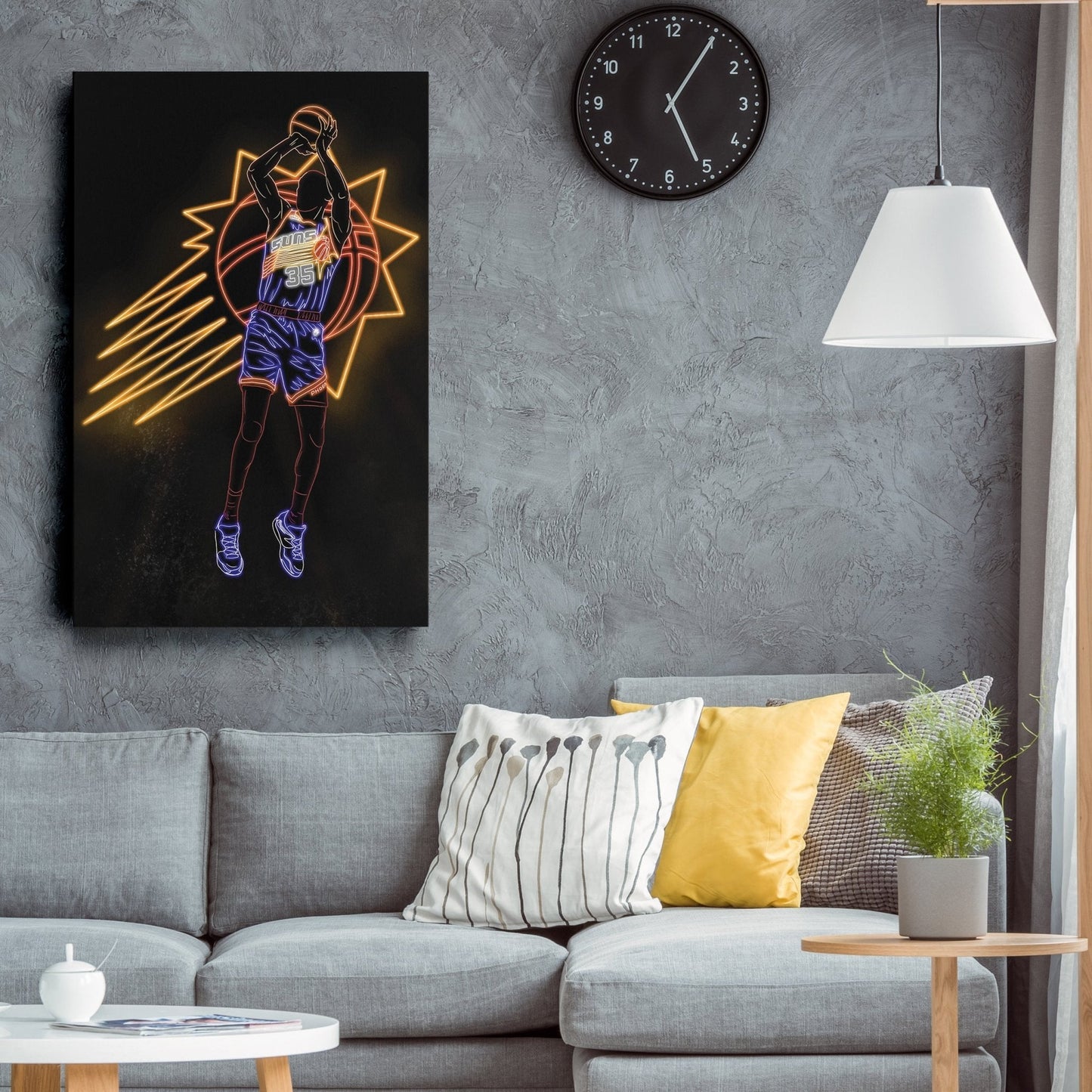 Kevin Durant Neon Canvas Art | Suns Wall Decor