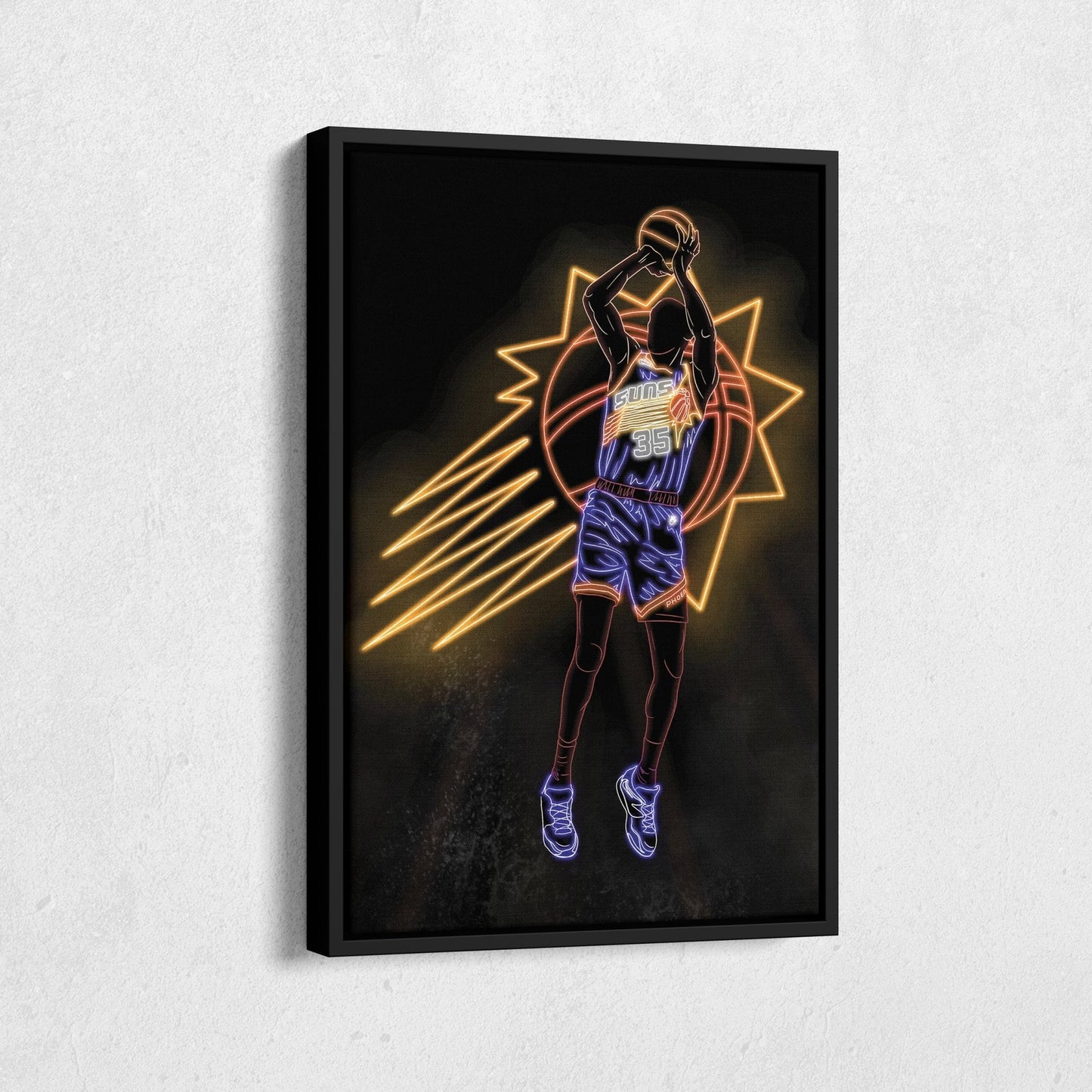 Kevin Durant Neon Canvas Art | Suns Wall Decor