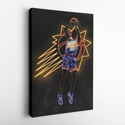 Kevin Durant Neon Canvas Art | Suns Wall Decor