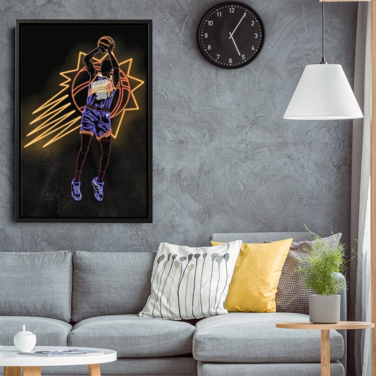 Kevin Durant Neon Canvas Art | Suns Wall Decor