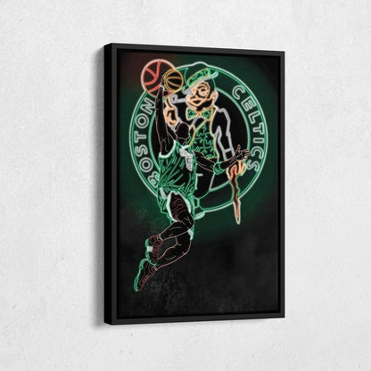 Kevin Garnett Neon Canvas Art | Celtics Wall Decor