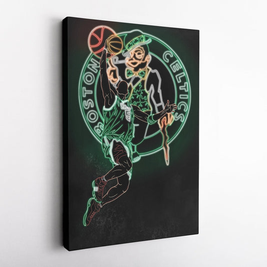Kevin Garnett Neon Canvas Art | Celtics Wall Decor