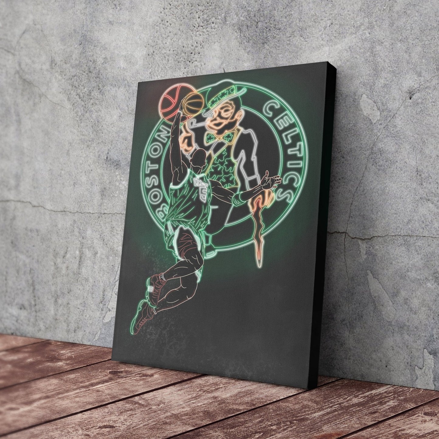 Kevin Garnett Neon Canvas Art | Celtics Wall Decor