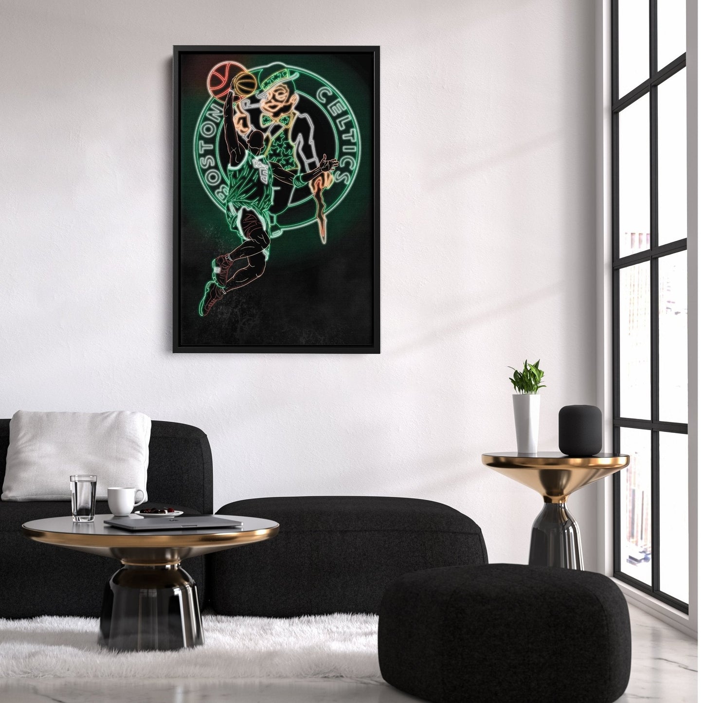 Kevin Garnett Neon Canvas Art | Celtics Wall Decor