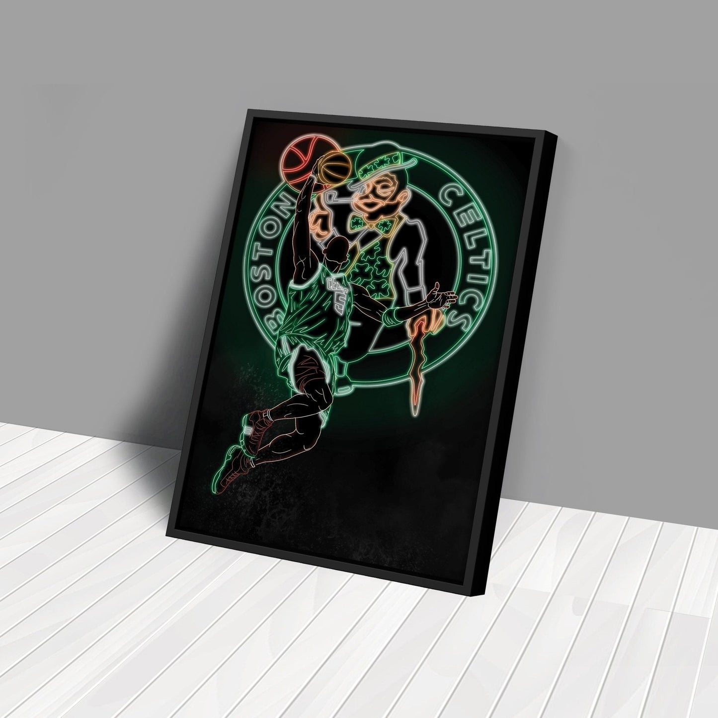 Kevin Garnett Neon Canvas Art | Celtics Wall Decor