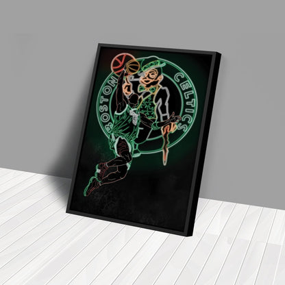 Kevin Garnett Neon Canvas Art | Celtics Wall Decor