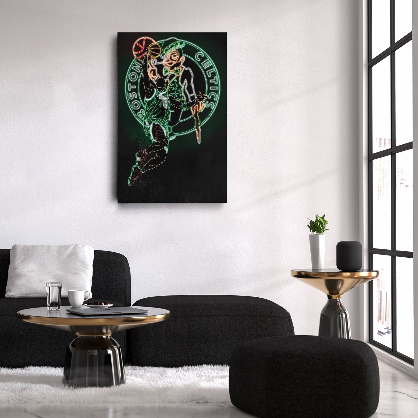 Kevin Garnett Neon Canvas Art | Celtics Wall Decor
