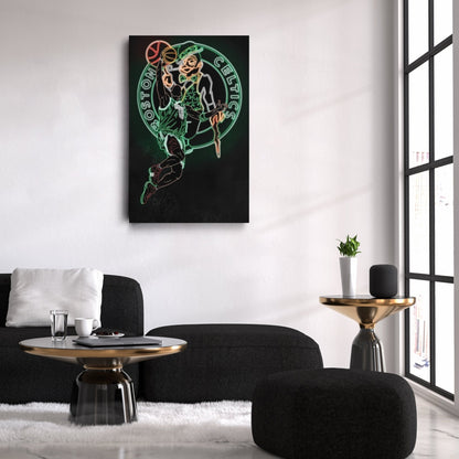 Kevin Garnett Neon Canvas Art | Celtics Wall Decor