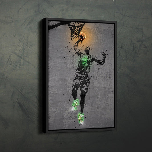 Kevin Garnett Neon Canvas Art | Modern Wall Decor for Celtics Fans