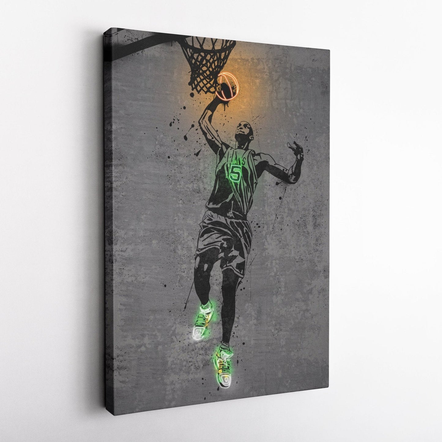 Kevin Garnett Neon Canvas Art | Modern Wall Decor for Celtics Fans