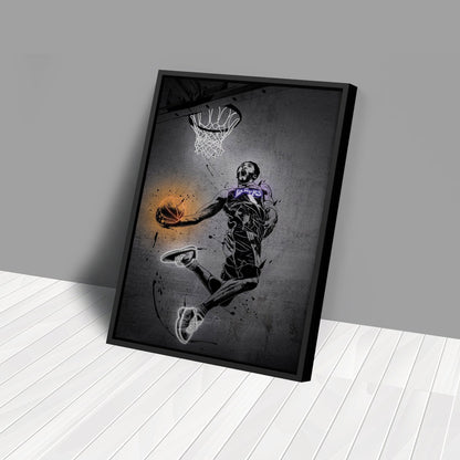 Kobe Bryant Dunk Neon Canvas Art | Modern Wall Decor for Lakers Fans