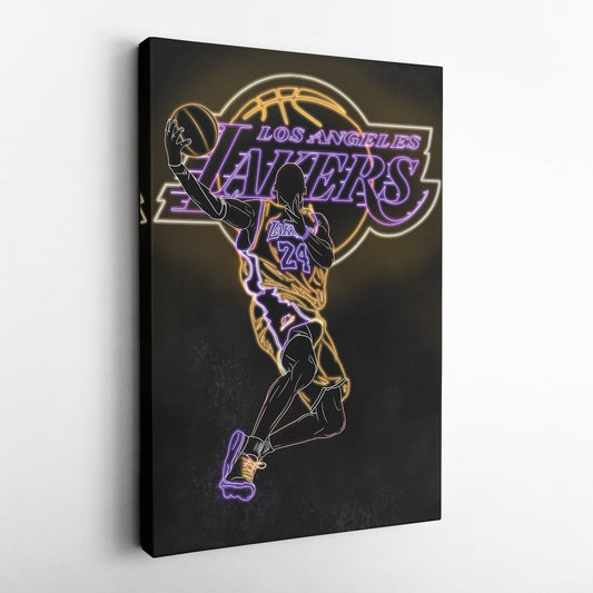 Kobe Bryant Neon Canvas Art | Lakers Wall Decor