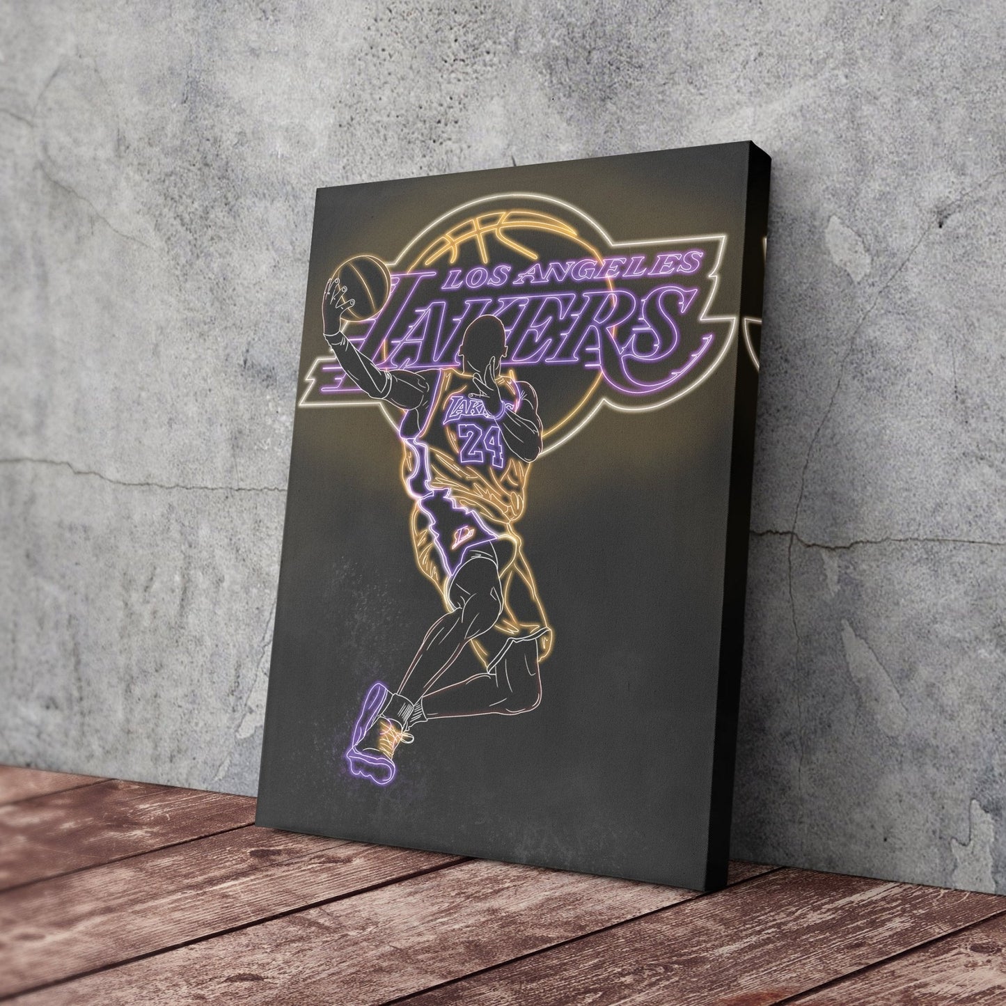 Kobe Bryant Neon Canvas Art | Lakers Wall Decor