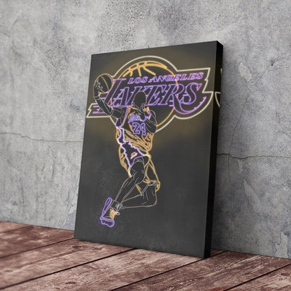 Kobe Bryant Neon Canvas Art | Lakers Wall Decor