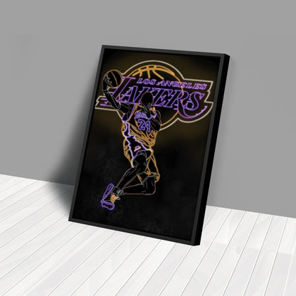Kobe Bryant Neon Canvas Art | Lakers Wall Decor