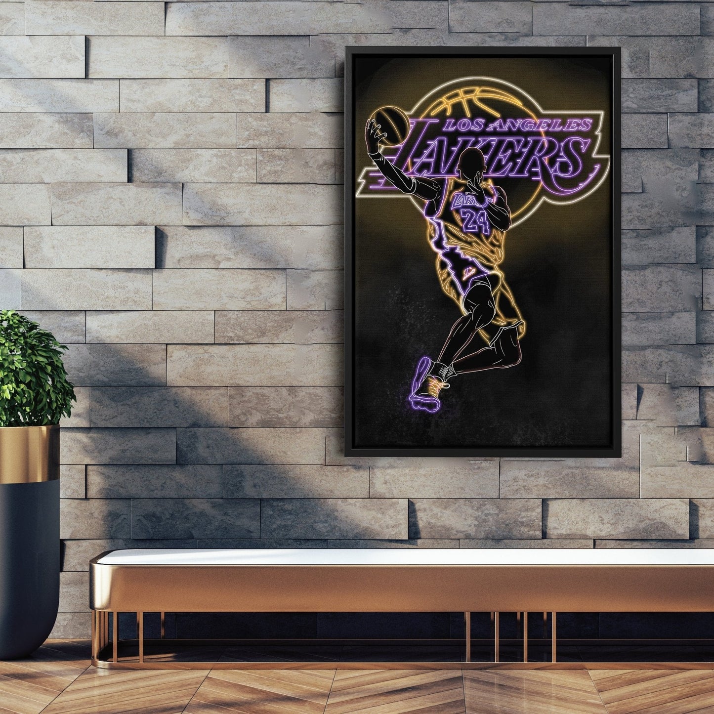 Kobe Bryant Neon Canvas Art | Lakers Wall Decor