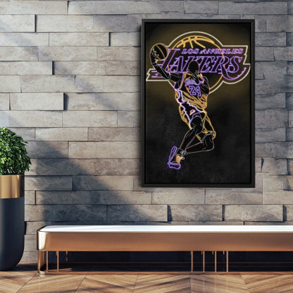 Kobe Bryant Neon Canvas Art | Lakers Wall Decor
