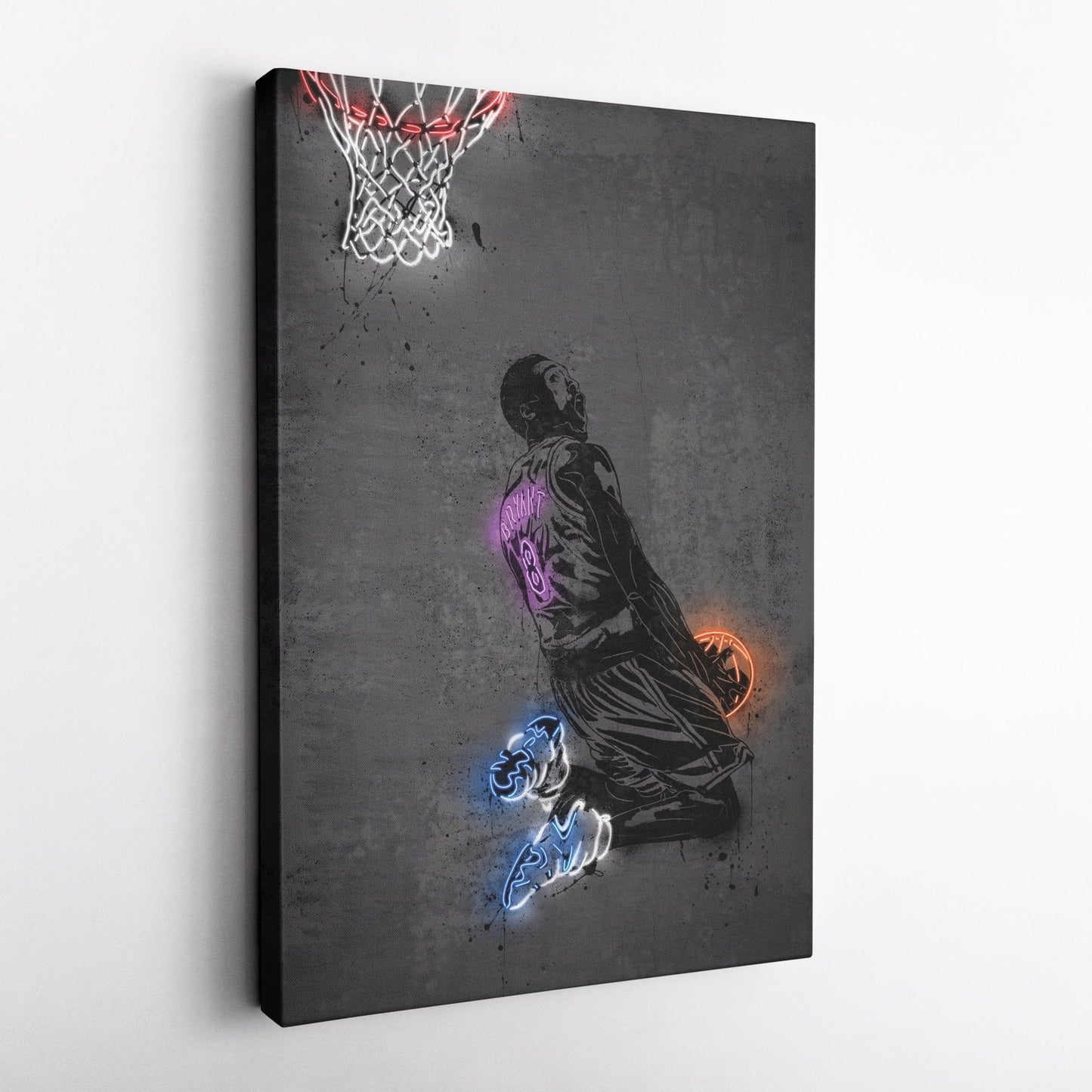 Kobe Bryant Neon Canvas Art | Modern Wall Decor for Lakers Fans