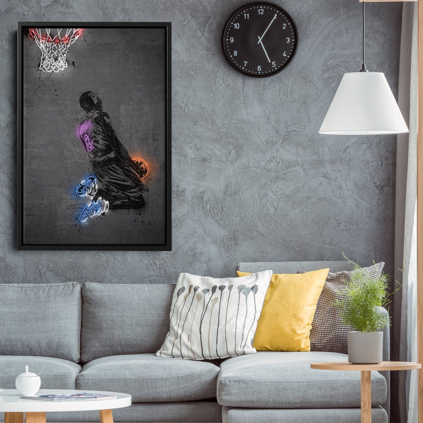 Kobe Bryant Neon Canvas Art | Modern Wall Decor for Lakers Fans