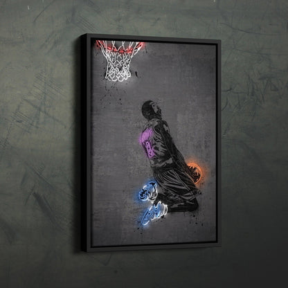 Kobe Bryant Neon Canvas Art | Modern Wall Decor for Lakers Fans