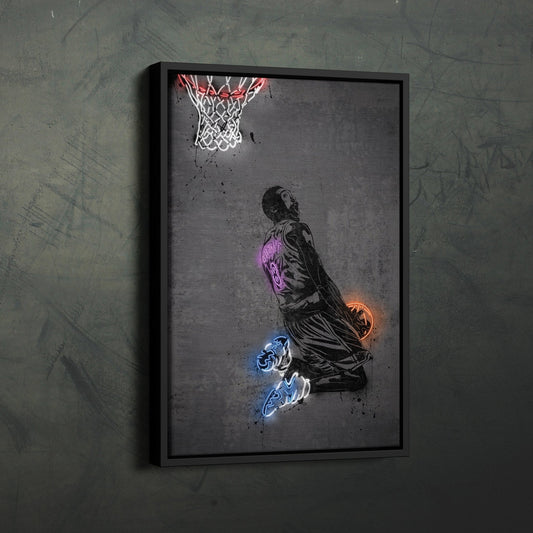 Kobe Bryant Neon Canvas Art | Modern Wall Decor for Lakers Fans