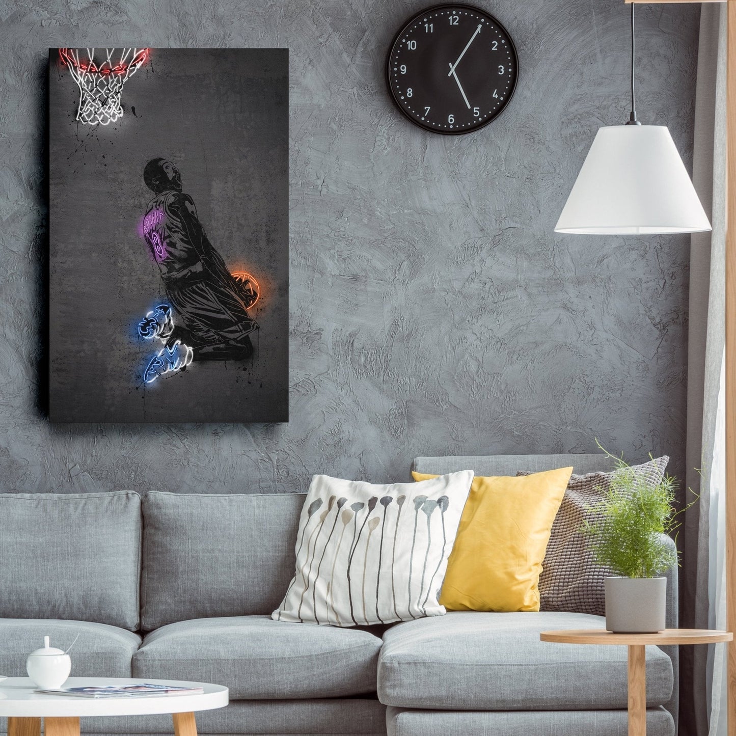 Kobe Bryant Neon Canvas Art | Modern Wall Decor for Lakers Fans