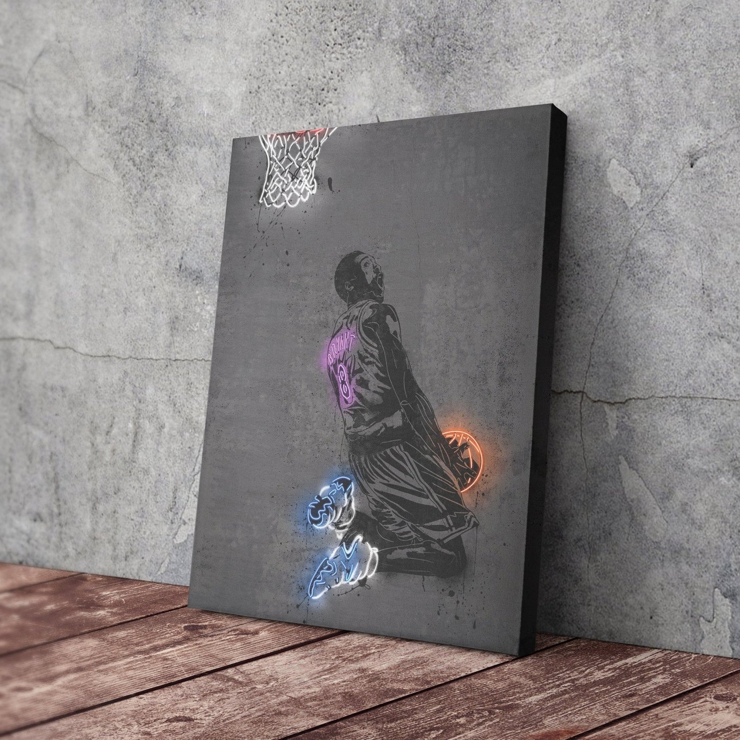 Kobe Bryant Neon Canvas Art | Modern Wall Decor for Lakers Fans