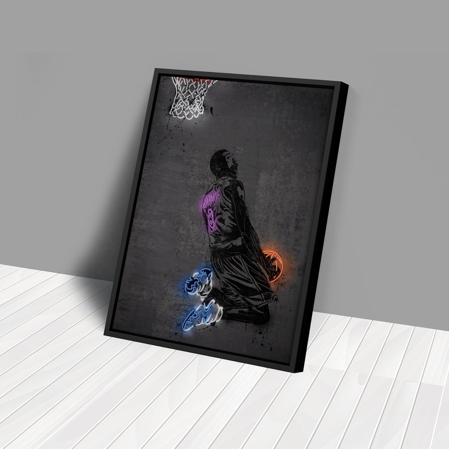 Kobe Bryant Neon Canvas Art | Modern Wall Decor for Lakers Fans
