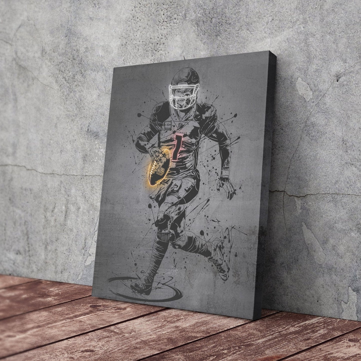 Kyler Murray Neon Canvas Art | Modern Wall Decor for Cardinals Fans