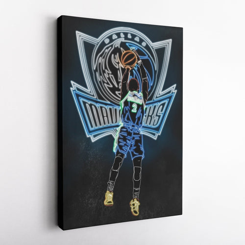 Kyrie Irving Neon Canvas Art | Mavericks Wall Decor