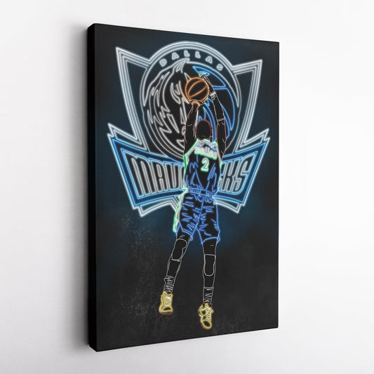 Kyrie Irving Neon Canvas Art | Mavericks Wall Decor