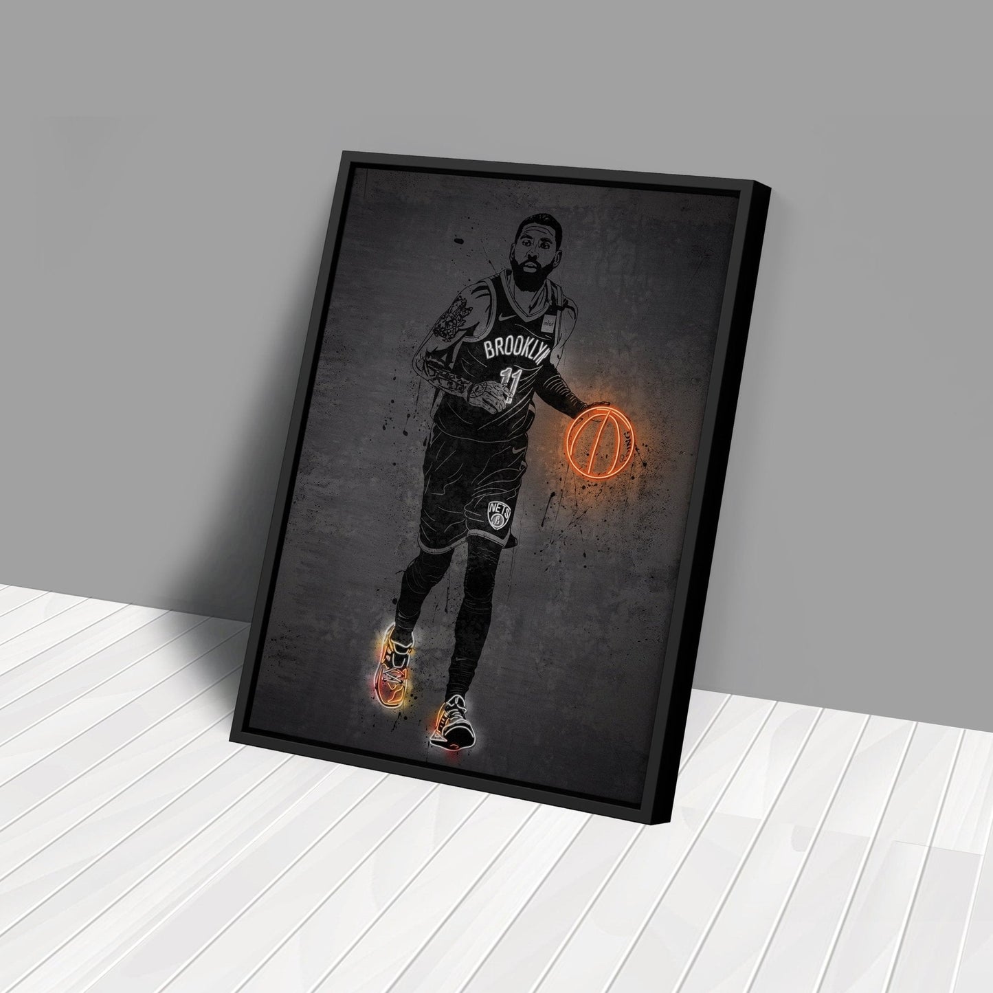 Kyrie Irving Neon Canvas Art | Modern Wall Decor for Nets Fans